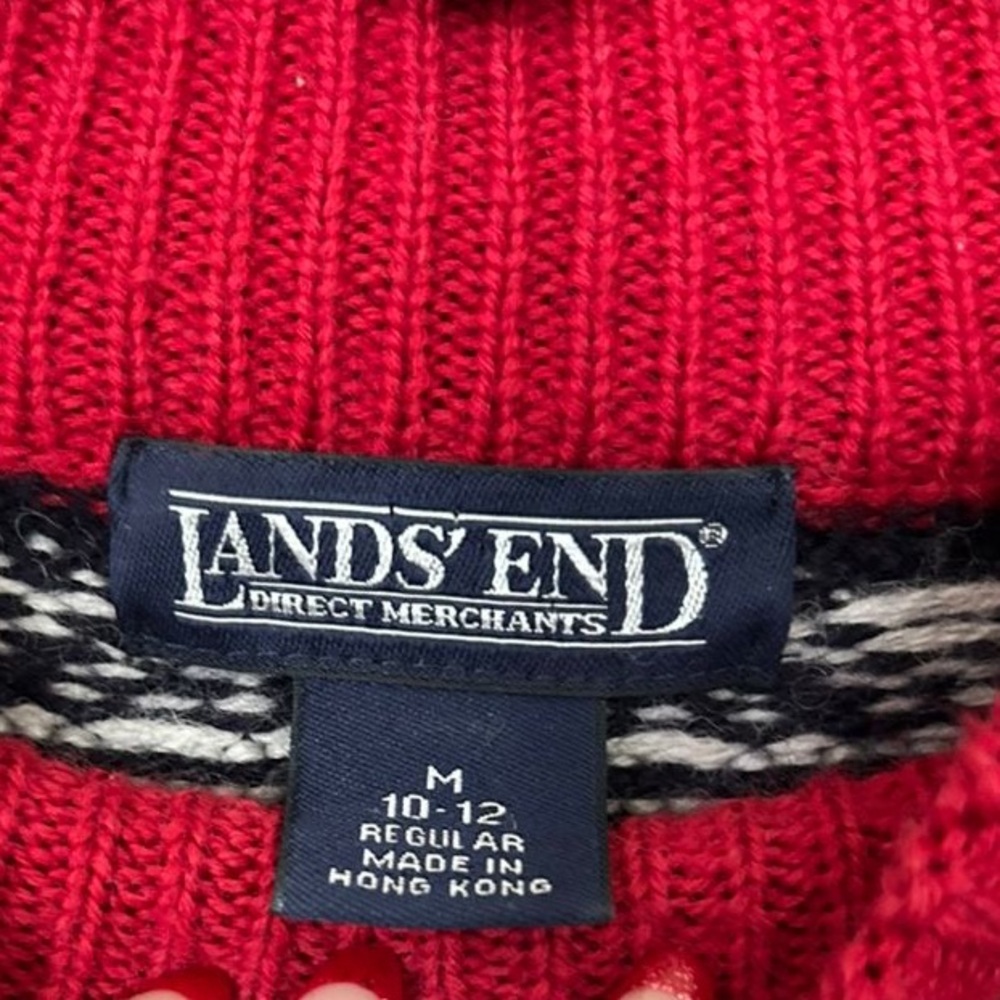 100% Wool Vintage snowflakes Land’s End Unisex Sweater Medium 10-12 - Picture 3 of 8